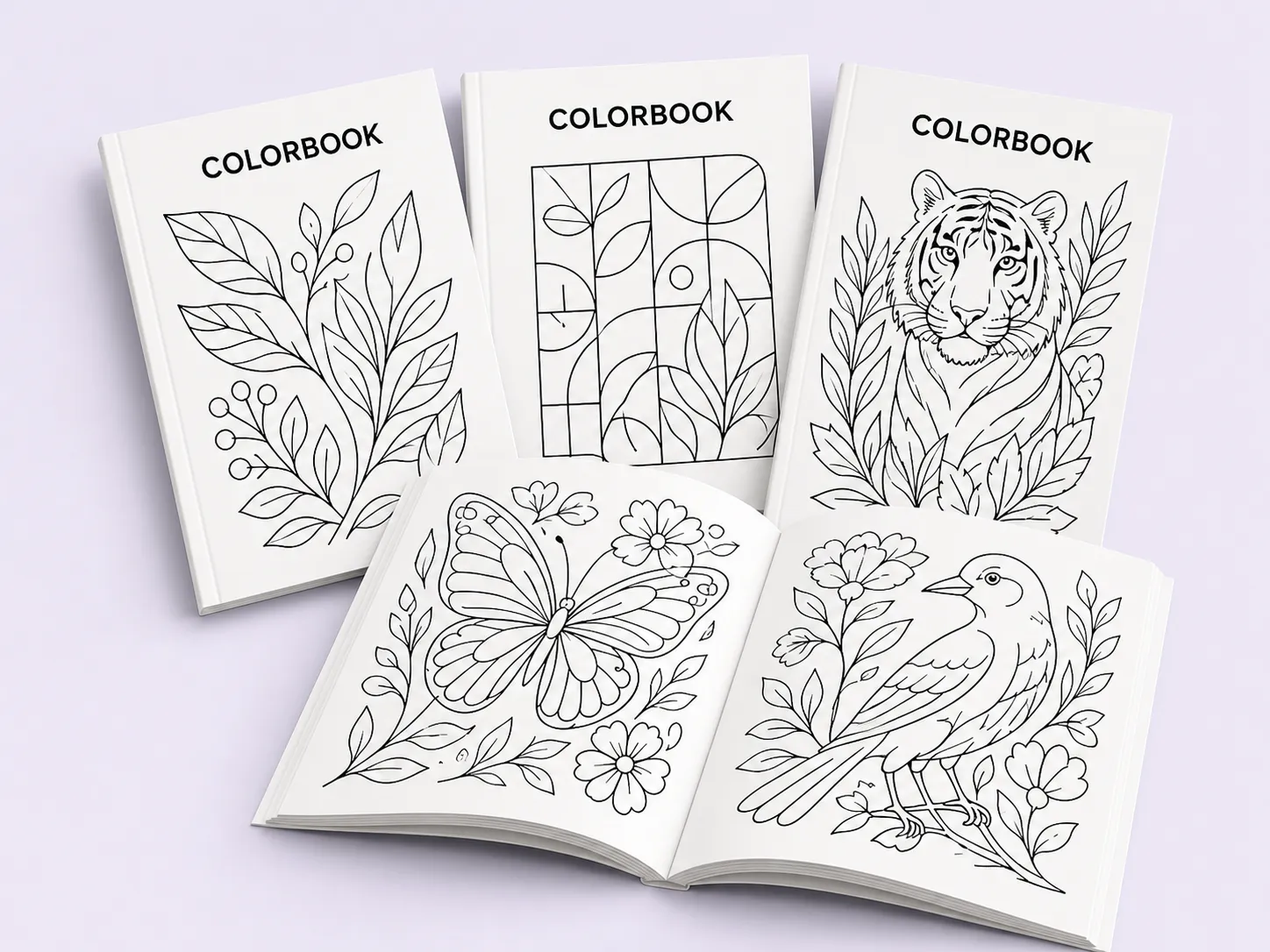 Livres de coloriage Colorbook ouverts et fermés